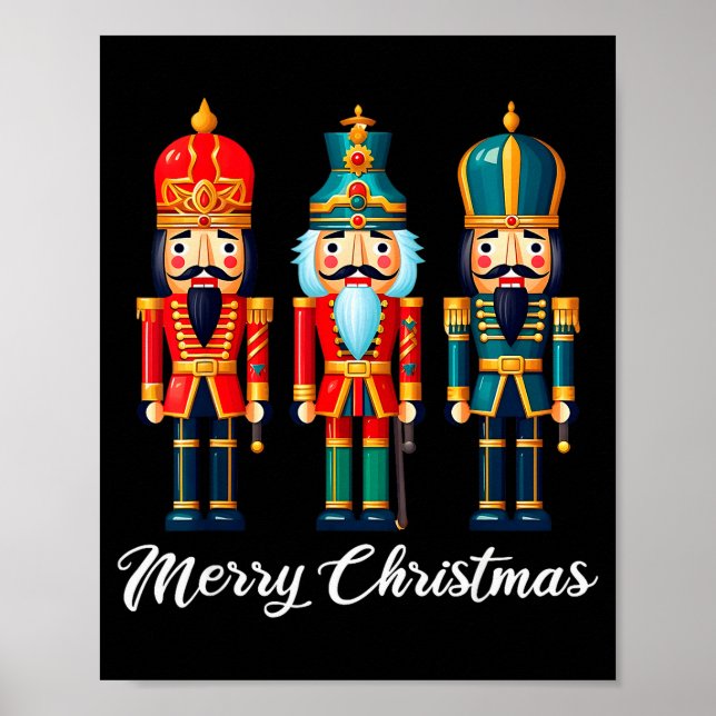 Poster Merry Christmas Nutcracker Ballet Festive Xmas Men (Devant)