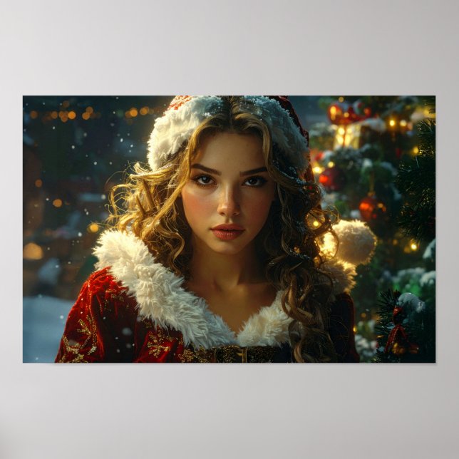 Poster MERRY CHRISTMAS par Père Noël Girl (Devant)