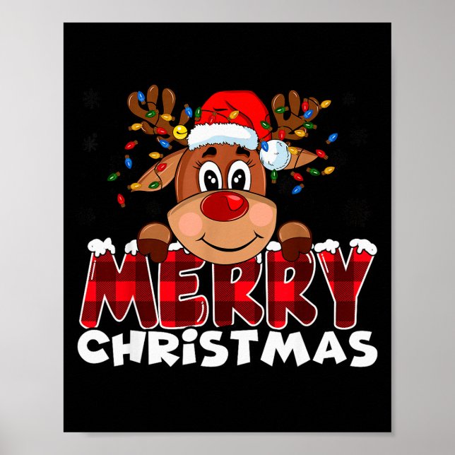 Poster Merry Christmas Reindeer Men Women Family Matching (Devant)