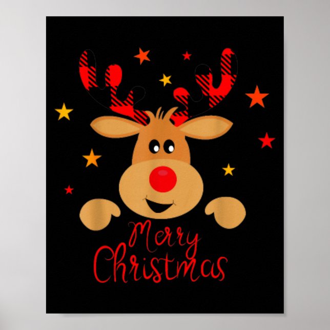 Poster Merry Christmas Reindeer Men Women Kids Matching R (Devant)
