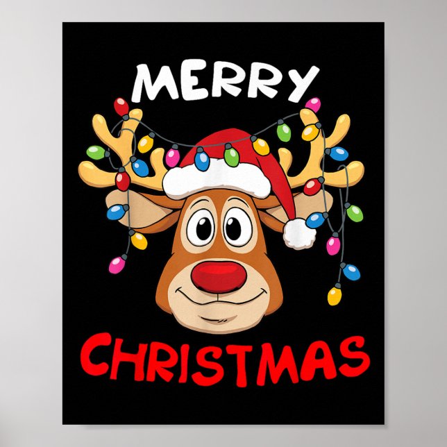 Poster Merry Christmas Reindeer Xmas Family Men Women  (Devant)