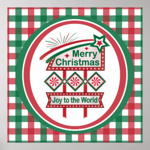 Poster Merry Christmas Retro Marquee - Joy to the World