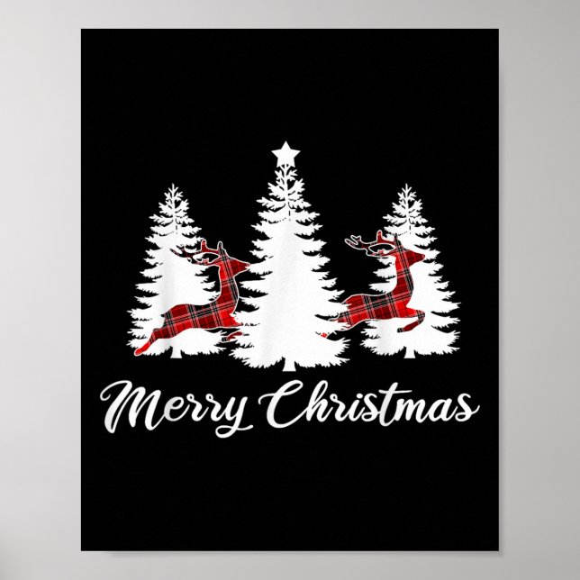 Poster Merry Christmas Shirt For Women Buffalo Plaid Rein (Devant)