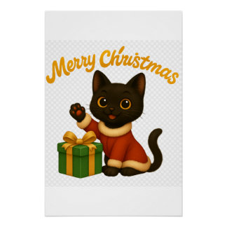 Poster Merry Christmas with Emi the Black Cat