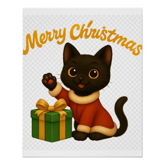 Poster Merry Christmas with Emi the Black Cat (Devant)