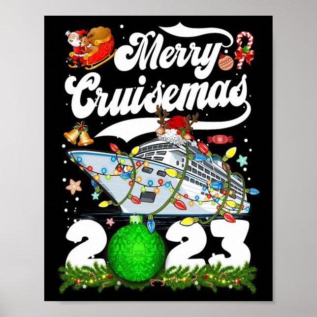Poster Merry Cruisemas Famille Croisière Noël 2023 Amusan (Devant)