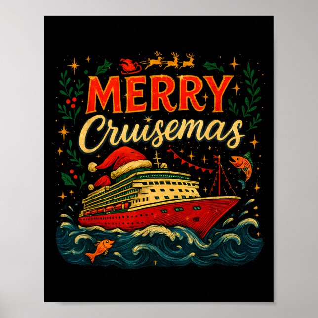 Poster Merry Cruisemas Funny Christmas Cruise Vacation  (Devant)