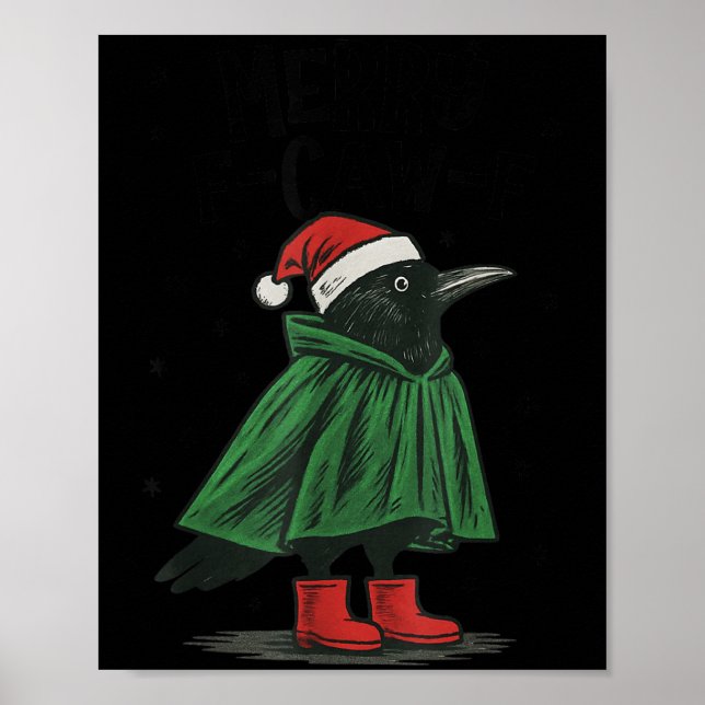 Poster Merry F-caw-f Funny Christmas Black Crow Merry Xma (Devant)