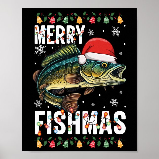 Poster Merry Fishmas Funny Pêche de Noël Pajama Fishe (Devant)