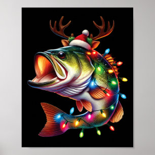 Poster Merry Fishmas Père Noël Pêcheurs amoureux Drôle Pê