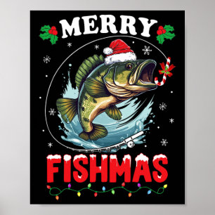 Poster Merry Fishmas Poisson Drôle Pêche Noël Papa Hommes