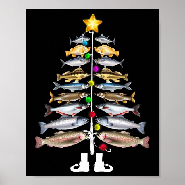 Poster Merry Fishmas sapin de Noël Funny Pêche (Devant)