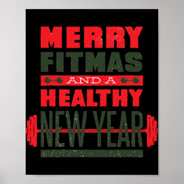 Poster Merry Fitmas And Happy New Rear Fitness Funny Xmas (Devant)