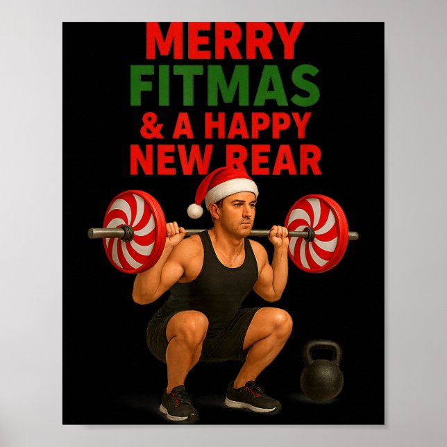 Poster Merry Fitmas Christmas &amp; A Happy New Rear Year (Devant)