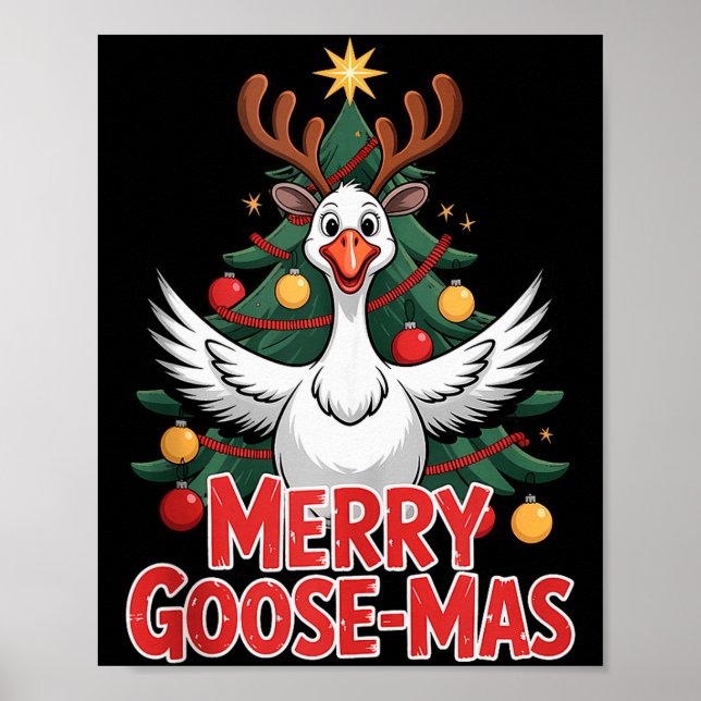 Poster Merry Goose-mas Reindeer Antlers Funny Christmas G (Devant)
