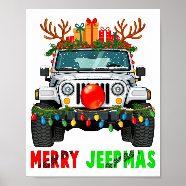 Poster Merry Jeepmas Ugly Light Reindeer Christmas  (Devant)