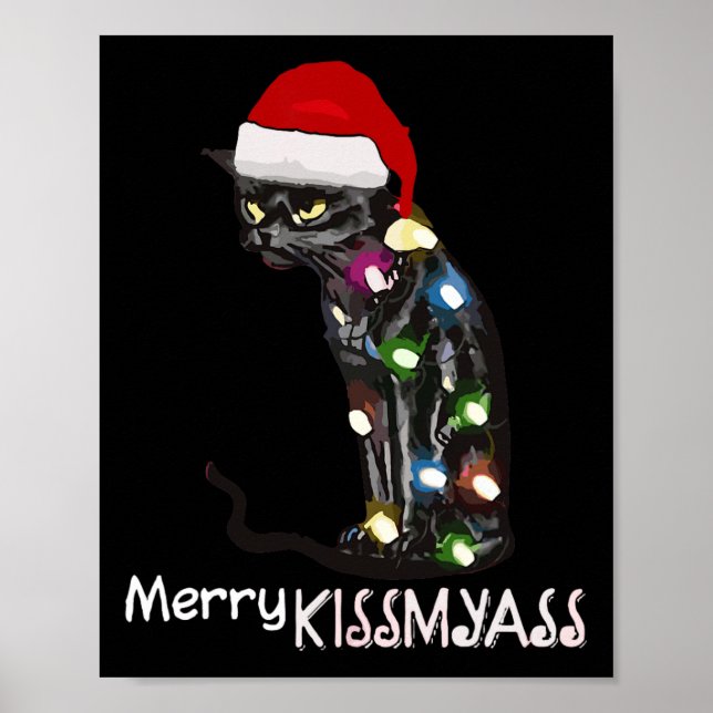 Poster Merry Kissmy Fun Chat Fun Feux Christmas Lights 3 (Devant)