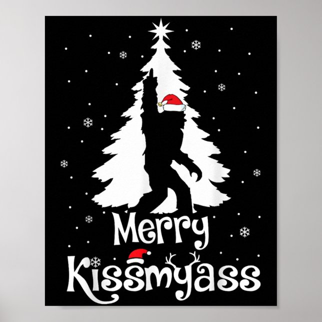 Poster Merry Kissmy Funny Bigfoot Yeti Sasquatch Christma (Devant)