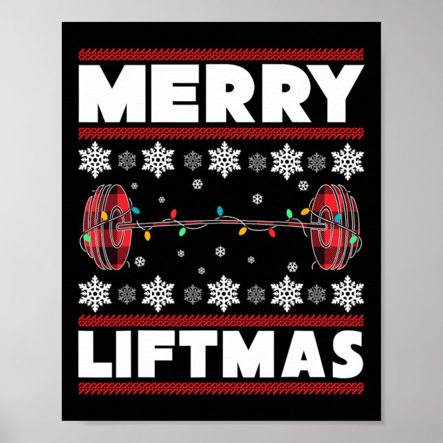 Poster Merry Liftmas Fun Christmas Gym Workout Fitness Gi (Devant)