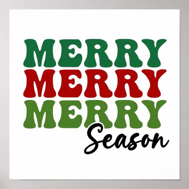 Poster Merry Merry Merry Saison - Retro Holiday Art (Devant)