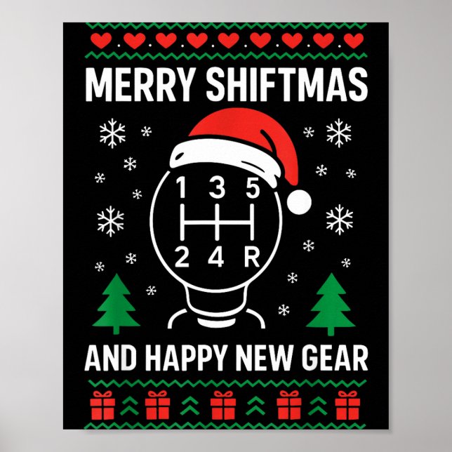 Poster Merry Shiftmas And Happy New Manual Driver Christm (Devant)