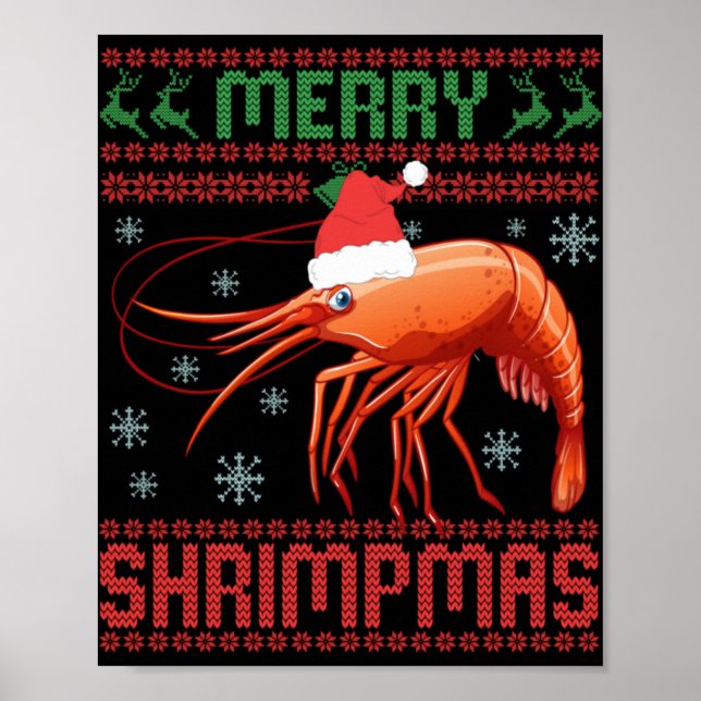 Poster Merry Shrimpmas Funny Shrimp Ugly Christmas Sweate (Devant)