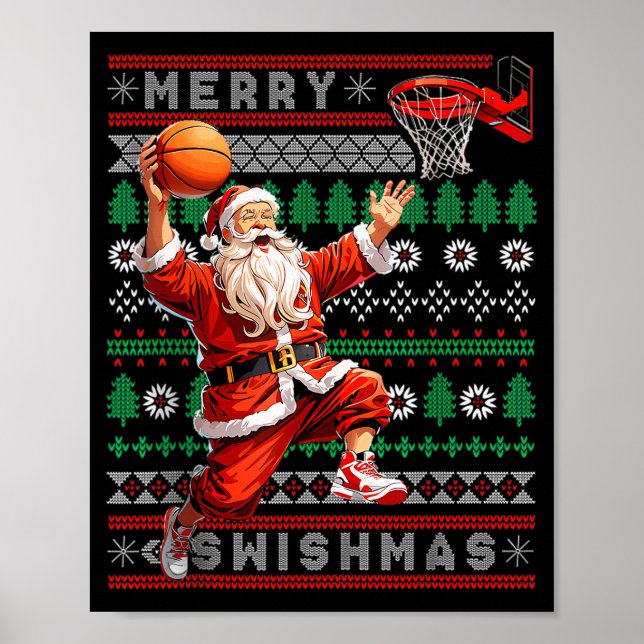 Poster Merry Swishmas Basketball Ugly Christmas Xmas Men  (Devant)