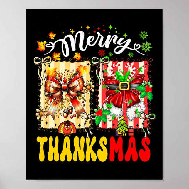 Poster Merry Thanksmas Thanksgiving Christmas Coquette Bo (Devant)