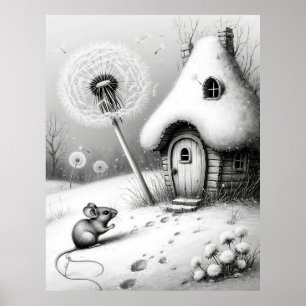 Poster Merveille de la cabane silencieuse sous la neige