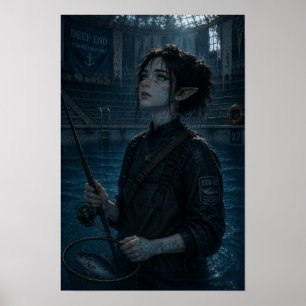 Poster Merveille / Pêcheuse / Piscine