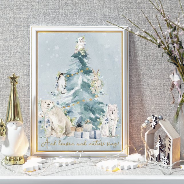 Poster Merveilles de l'hiver des neiges Bois Animaux (And heaven and nature sing, winter wonderland. Winter Wonderland.)