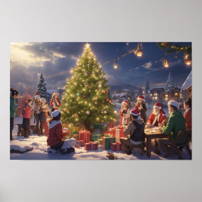 Poster Merveilleux Noël blanc à Anime Style (Devant)