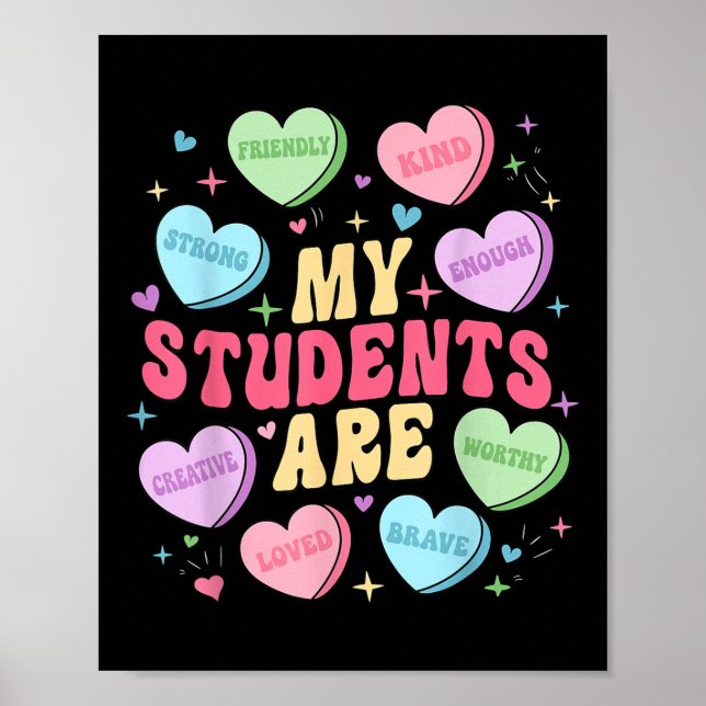 Poster Mes Étudiants Sont Enseignants Valentines Day Cand (Devant)