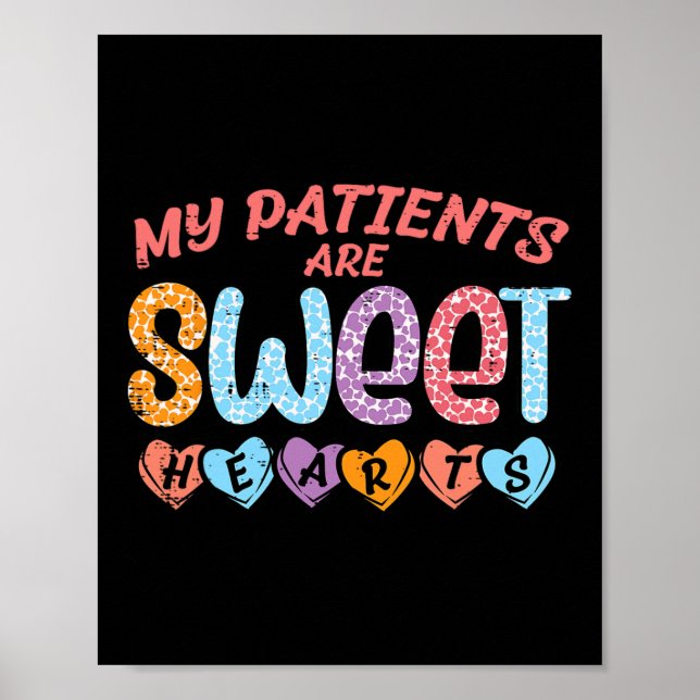 Poster Mes patients Coeurs sucrés Saint Valentin Infirmiè (Devant)