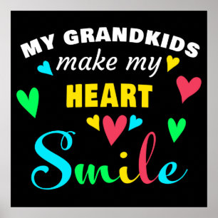 Poster Mes petits-enfants font mon coeur sourire : grand-