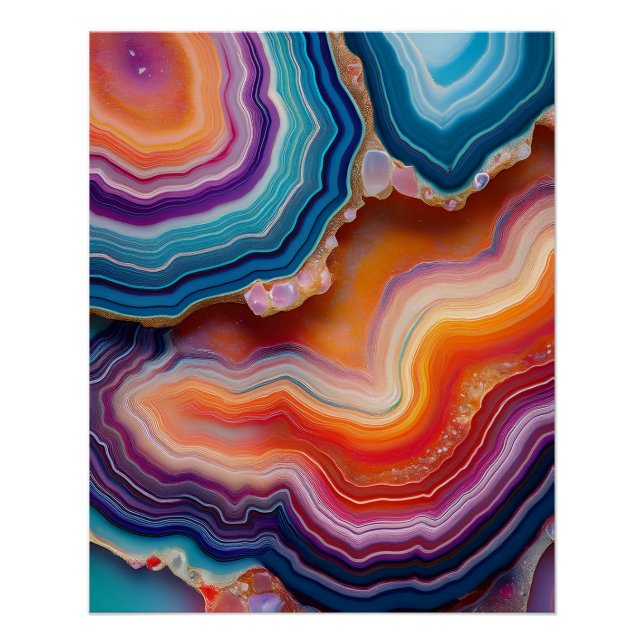 Poster Mesmerizing Geode Art - Strata de couleurs vibrant (Devant)
