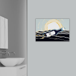 Poster Message Abstrait Sunsrise Ocean Dans Une Bouteille