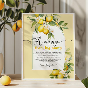 Poster Message baby shower citron de la bosse
