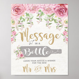 Poster Message dans une bouteille Conseils et vœux de mar