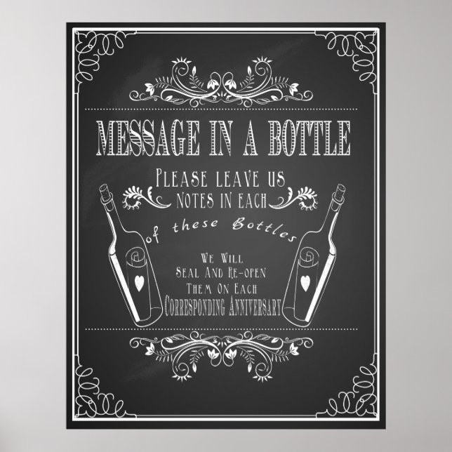 Poster "Message dans une bouteille" Livre d'invité mariag (Devant)