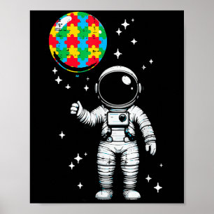 Poster Message de sensibilisation à l'autisme astronaute 