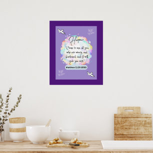 Poster Message d'espoir - Matthew 11-28 - 20 x 24 -
