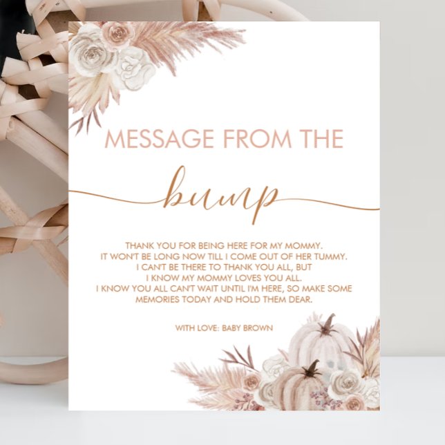 Poster Message Du Baby shower Citrouille Boho De La Saute (Créateur téléchargé)