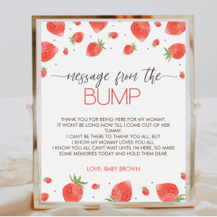Poster Message du Baby shower de fraises du panneau de vi