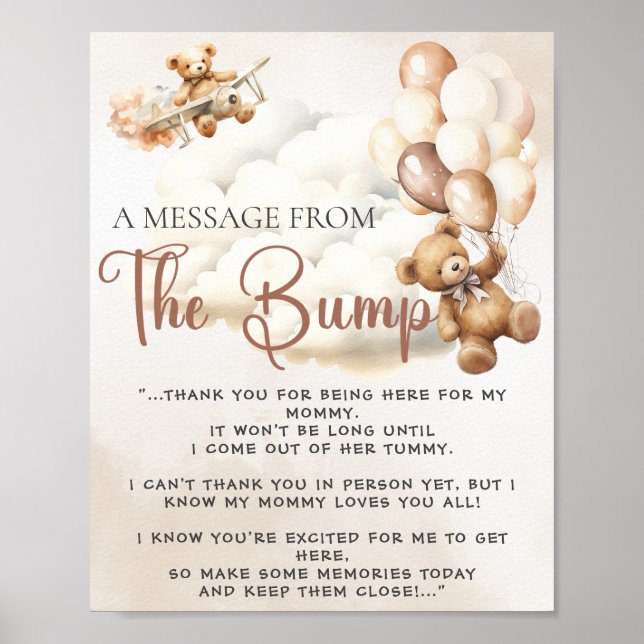 Poster MESSAGE DU JEU DE Baby shower DE BULLE (Devant)