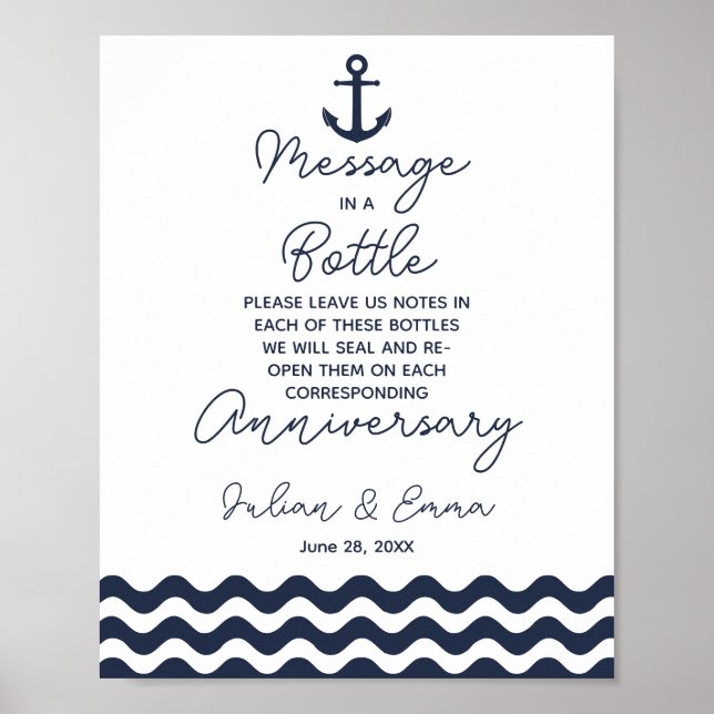 Poster message mariage marine et blanc dans une impressio (Devant)