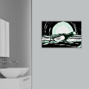 Poster Message Océan Pleine lune Abstrait Dans Une Boutei