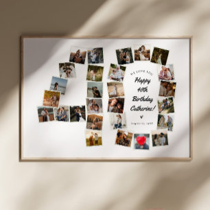 Poster Message personnalisé pour les 40 ans Collage de ph
