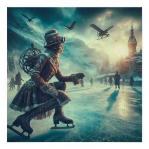 Poster Messager d'hiver Steampunk Victorien Fantastique