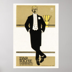 Poster Messieurs BAR RICHE Sachplakat Hans Rudi Erdt